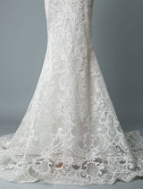 Lace Wedding Dress Mermaid Sweetheart Strapless Sleeveless Long With Train Bridal Gowns