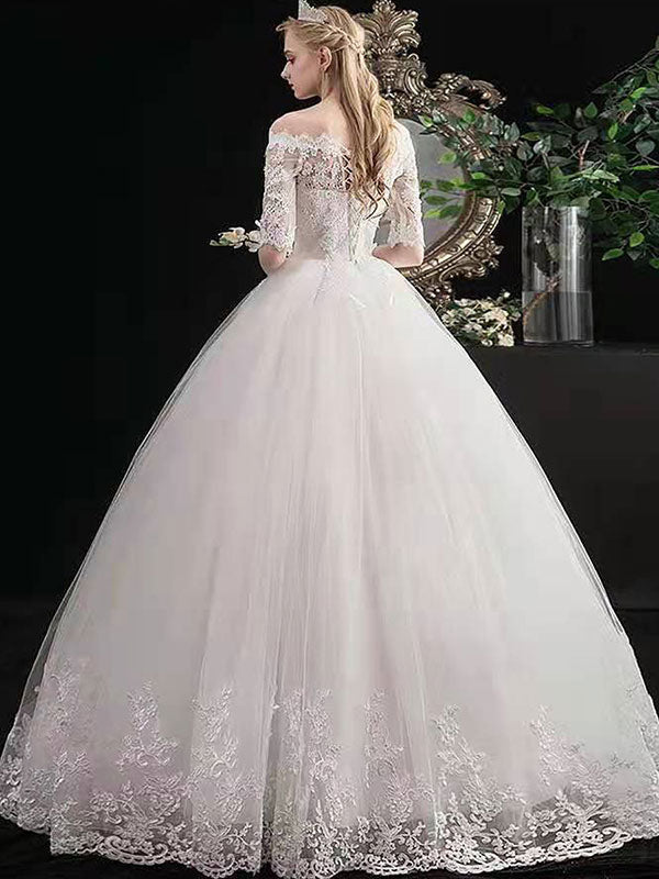 Vintage 3D Flower Lace Ballgown Champagne Wedding Dress With Sheer Neckline  And Floor Length Hem In Nude Tulle One Piece From Allanhu, $152.56 |  DHgate.Com