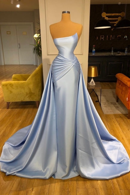 Light Blue A-line Sleeveless Long Modest Evening Prom Dresseses