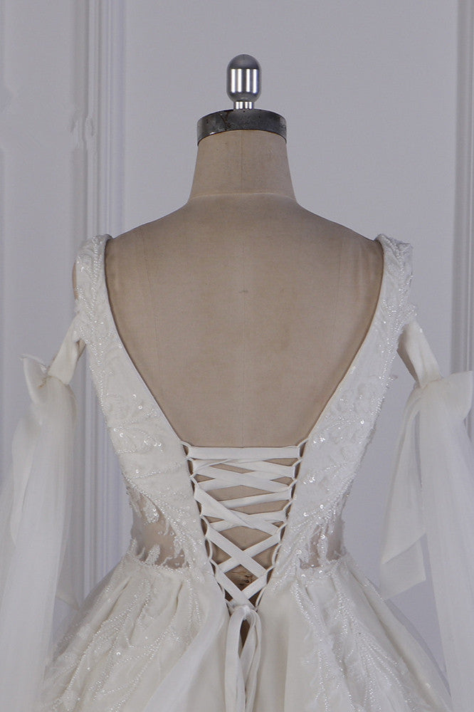 Luxury Beadings Wedding Dress Tulle Sleeveless Sequined Bridal Gowns Sweetheart