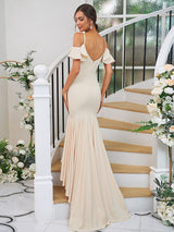 Mermaid Classy Jersey Ruffles V-neck Sleeveless Asymmetrical Bridesmaid Dresses