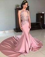 Mermaid Strapless Jewel Appliques Chic Prom Dresses Glamorous Long Evening Dresses With Chapel Train