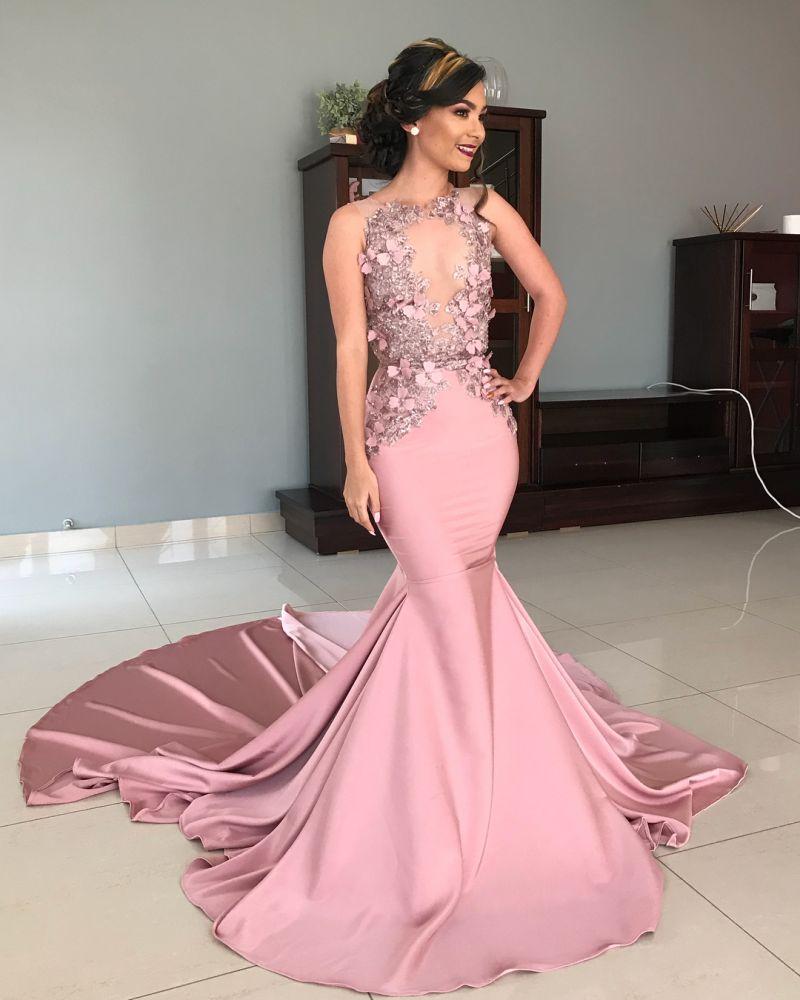 Mermaid Strapless Jewel Appliques Chic Prom Dresses Glamorous Long Evening Dresses With Chapel Train