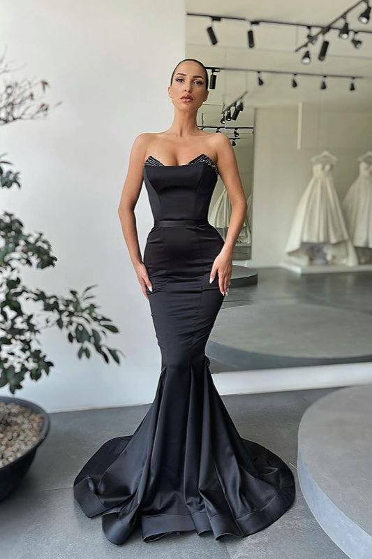 Modern Black Mermaid Long Ball Dresses Beadings