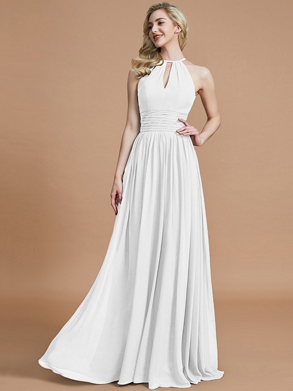 Modern Chiffon Scoop Sleeveless Bridesmaid Dresses