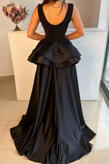 Modest Long Black Modest Drom Dresses With Detachable Train