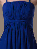Modest Strapless Royal Blue Backless Chiffon Bridesmaid Dress