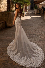Modest sweetheart sleeveless mermaid lace Wedding Dresses