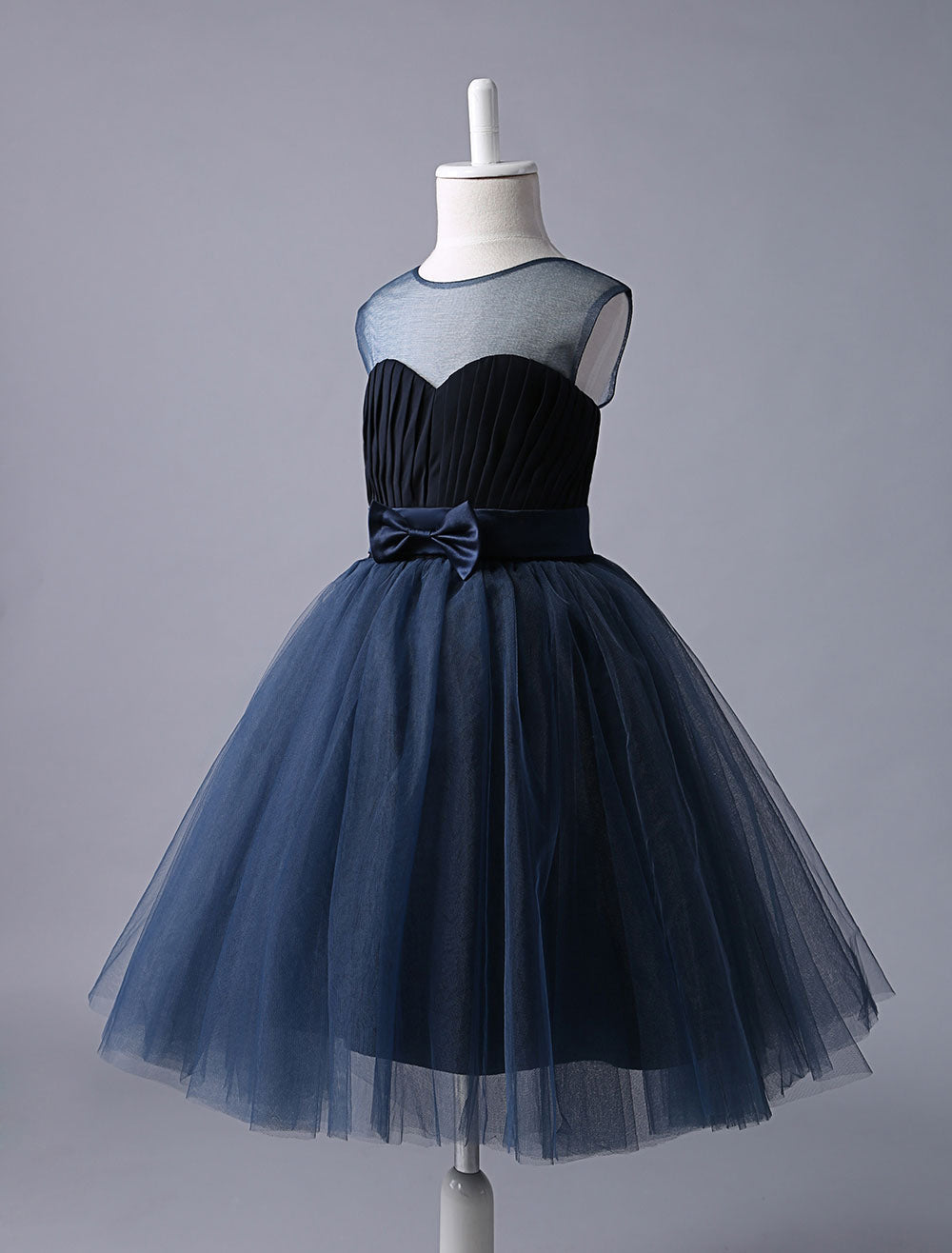Navy Blue Sweetheart Neckline Tutu Dress Bow Sash Short Kids Formal Pa ...