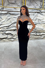 New Arrival Black Ankle-Length V-Neck Sleeveless Mermaid Evening Party Gowns