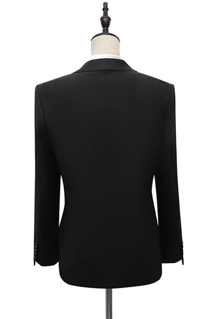 New Arrival Black Peaked Lapel Slim Fit Men Suits With Adjustable Buckle