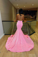 New Arrival Sleeveless Mermaid Sequins Evening Party Gowns With Ruffles Long