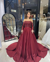 New Arrival Strapless Long Sleeves Bridal Gown With Ruffles Long