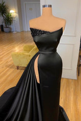 New In Long Black Sleeveless Evening Prom Dresseses With Split Online