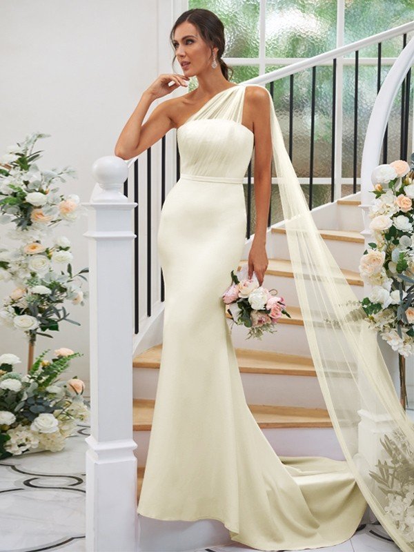 One Shoulder Classic Sleeveless Bridesmaid Dresses