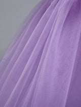 Princess Lilac Purple Lace Tulle Ribbon Bows Kids Tutu Party Dress