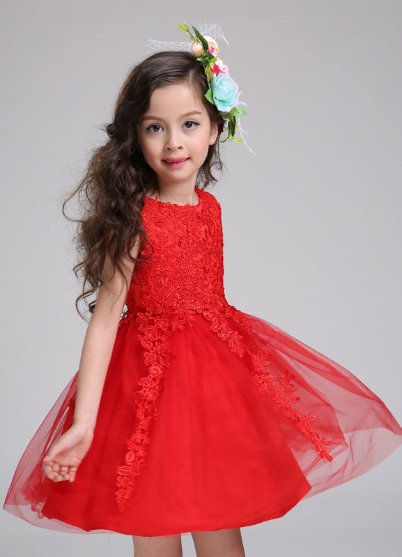 Princess flower girl dress Lace Tulle Short Beading Toddler'S Pageant Dress
