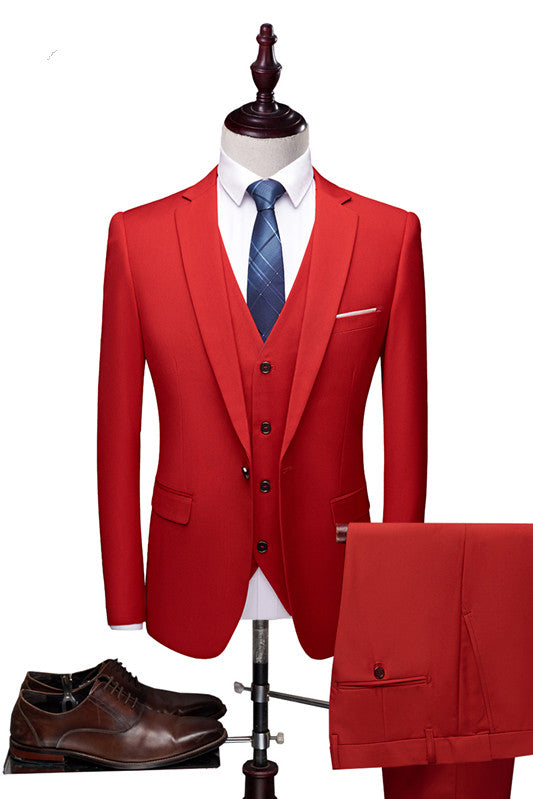 Red New Arrival Notched Lapel Tuxedo Bespoke Three Pieces Men Suits