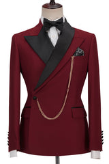 Red Peaked Lapel Slim Fit New Arrival Men Suits for Prom