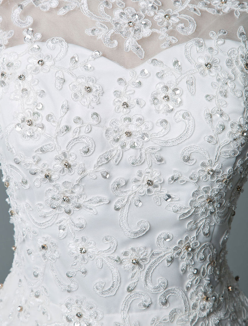 Retro Wedding Dress Tea Length Jewel Neck Sleeveless A-line Tulle Short Bridal Dress Exclusive