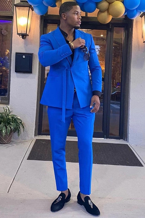 Royal Blue Peaked Lapel Amazing Men Suits for Prom