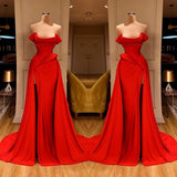 Sexy Red Off-the-Shoulder Long Split Prom Dresses Online