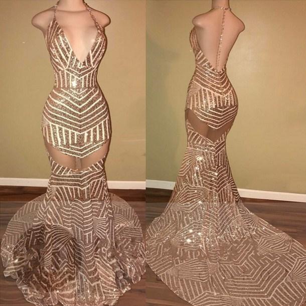 Sexy V-Neck Sequins Mermaid Long Prom Dress Online