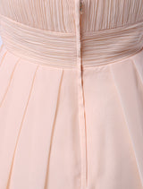 Soft Pink A-Line Strapless High-Low Chiffon Bridesmaid Dress