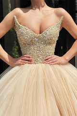 Strapless Formal Long Ball gown Prom Dress sequined