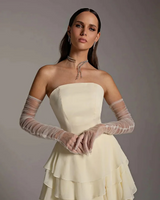 Strapless A-line Ruffles Ivory Glamorous Floor length Evening Dresses