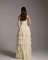 Strapless A-line Ruffles Ivory Glamorous Floor length Evening Dresses