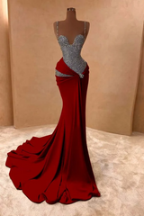 Straps Sweetheart Silver Gray Mermaid Court Train Wedding Dresses