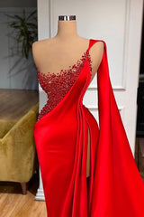 Stunning Red Stones High split mermaid Evening Dress Sleeveless