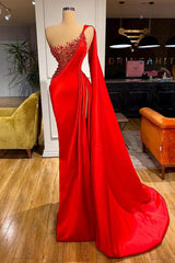 Stunning Red Stones High split mermaid Evening Dress Sleeveless