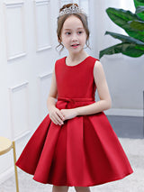 Toddlers Short Dress Princess Sleeveless Satin flower girl dress