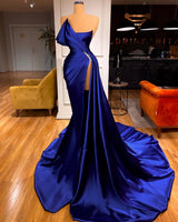Unique Royal Blue Mermaid Prom Dress With Split On Sale Long