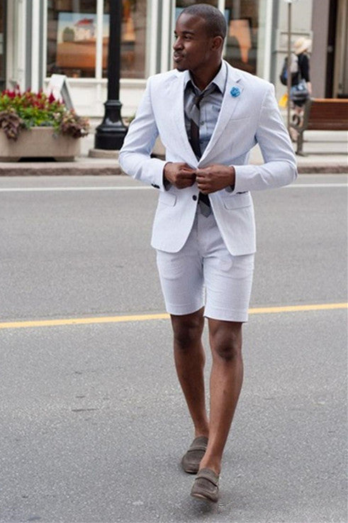 White Notched Lapel New Arrival Suits with Short Pants