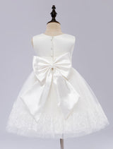 White Pageant Dress Princess Sleeveless Short Girl'S Dinner Dress