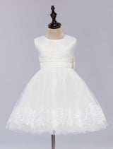 White Pageant Dress Princess Sleeveless Short Girl'S Dinner Dress