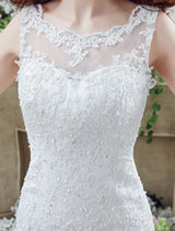 White Wedding Dress Lace Sexy Backless Bridal Gowns Rhinestones Beaded Mermaid Wedding Gown