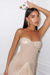 Charming Strapless Sleeveless Prom Dresses Floor Length Sheath Pleats With Lace