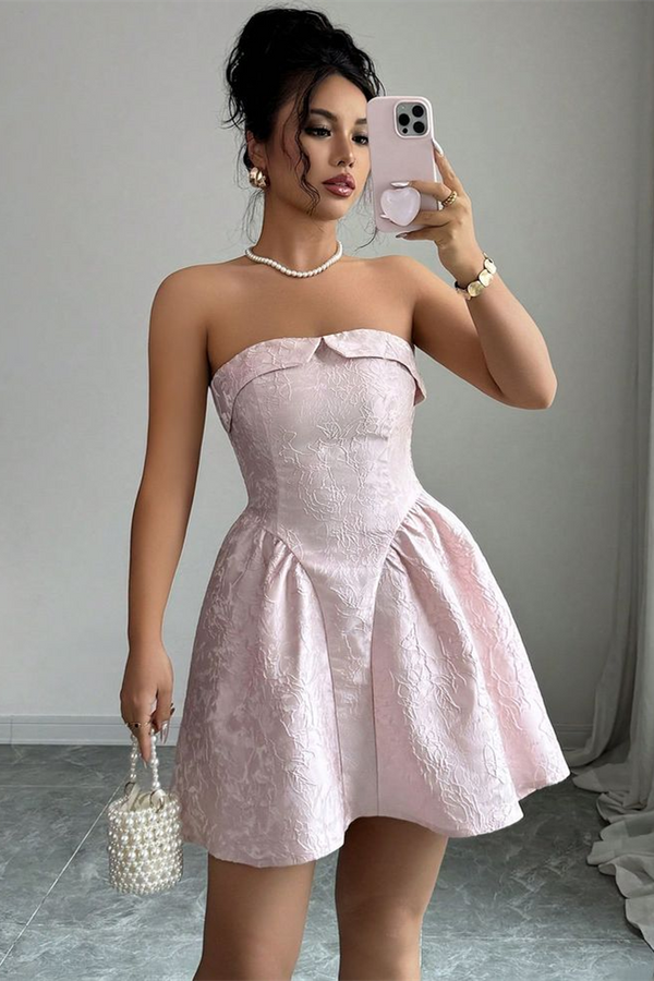 Pretty A-Line Strapless Mini Homecoming Dresses Pleats Sleeveless On Sale