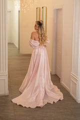 Glamorous Pink Off-The-Shoulder Mermaid Evening Dresses Sheath Gem With Zipper