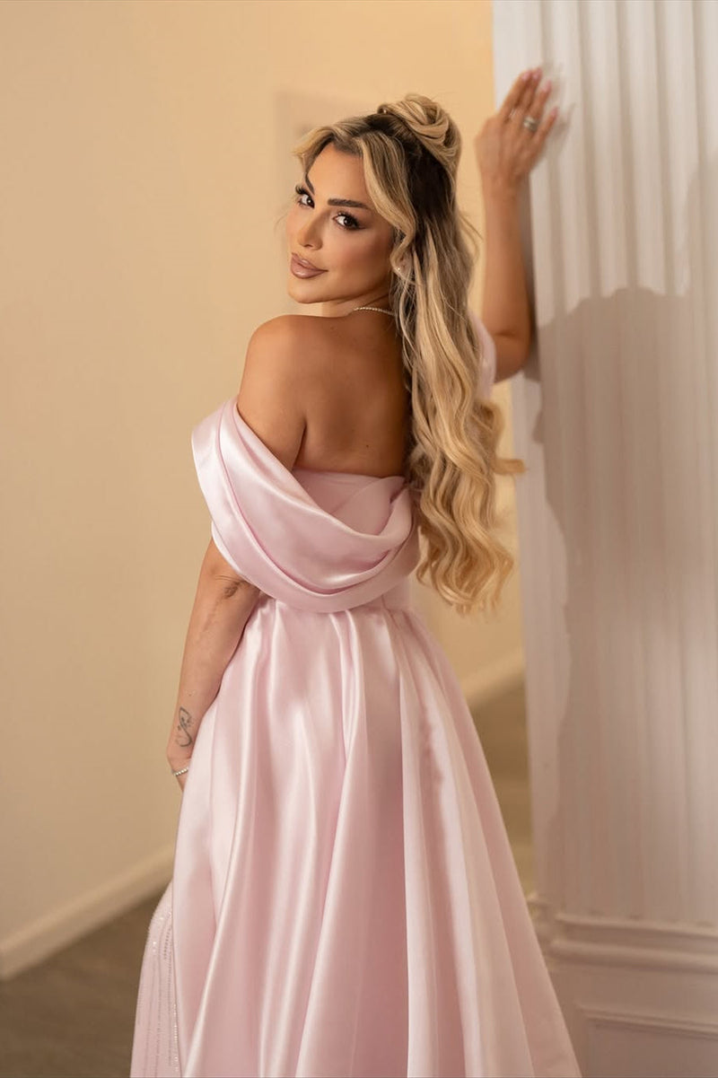 Glamorous Pink Off-The-Shoulder Mermaid Evening Dresses Sheath Gem With Zipper
