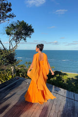 Timeless Orange Strapless Sleeveless Chiffon Evening Dresses A-Line With Zipper Pleats