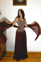 Exquisite Cabernet Straps Sleeveless A-Line Evening Dresses Long Pleats With Beads