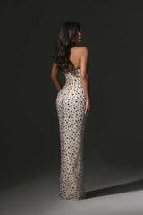 Sparkling Sweetheart Strapless Sleeveless Mermaid Evening Dresses V-Neck Gem With Lace-Up Back