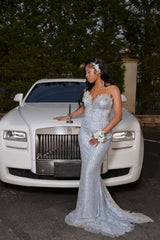 Classic Sweetheart Strapless Sleeveless Mermaid Wedding Dresses Gem With Beads