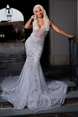 Sparkling V-Neck Straps Sleeveless Mermaid Wedding Dresses Column Gem With Beads