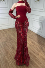 Vintage Burgundy Strapless Mermaid Wedding Dresses Two-Pieces Beads With Detachable Sleeves